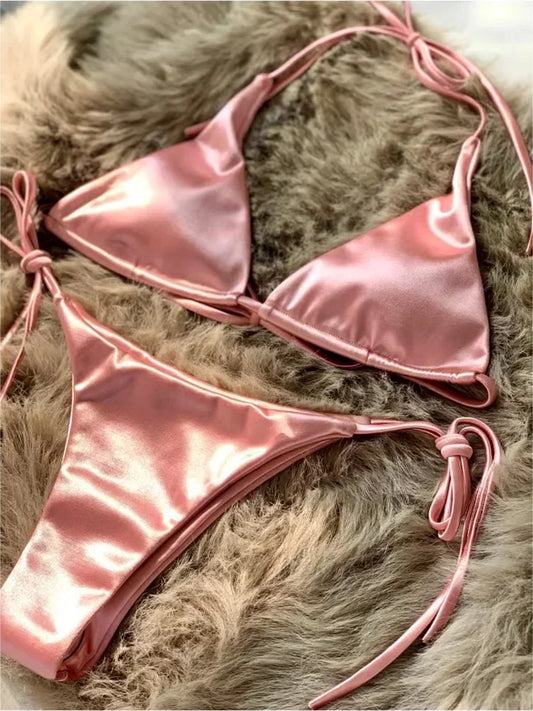 Breesh Metallic High-Cut Bikini