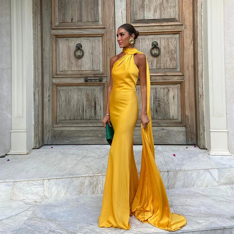 Breesh Backless Satin Maxi Dress
