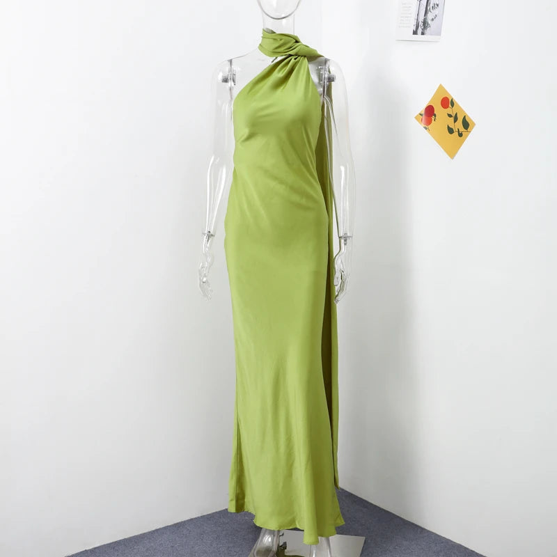 Breesh Backless Satin Maxi Dress