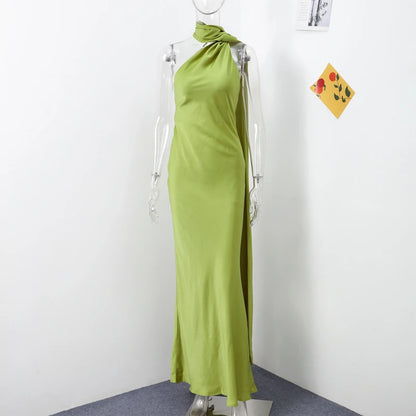 Breesh Backless Satin Maxi Dress