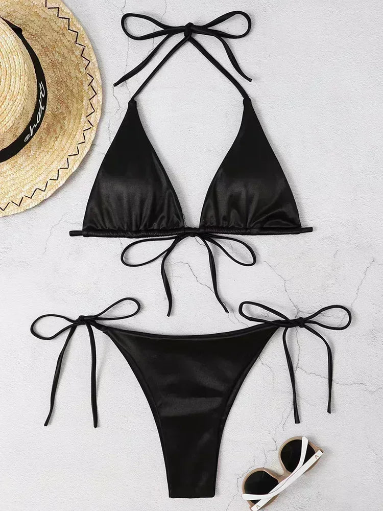 Breesh Metallic High-Cut Bikini
