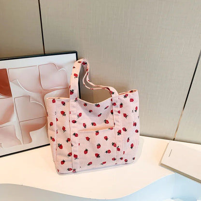 Breesh Corduroy Strawberry Beach Tote