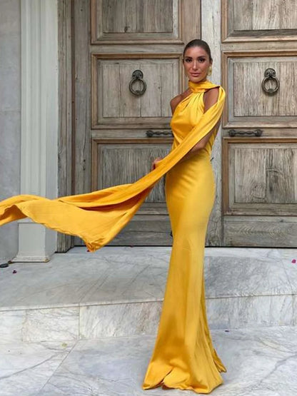 Breesh Backless Satin Maxi Dress