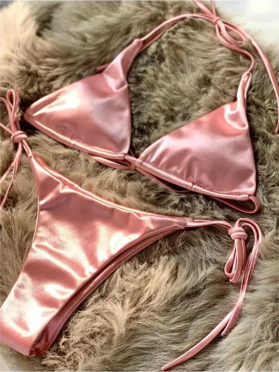 Breesh Metallic High-Cut Bikini
