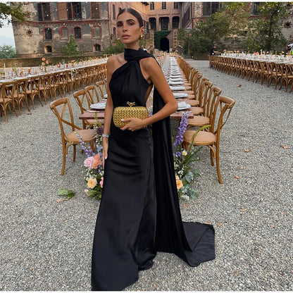Breesh Backless Satin Maxi Dress