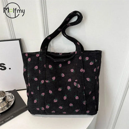Breesh Corduroy Strawberry Beach Tote