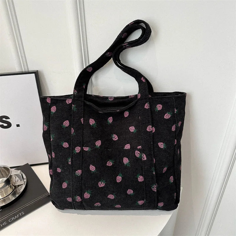 Breesh Corduroy Strawberry Beach Tote