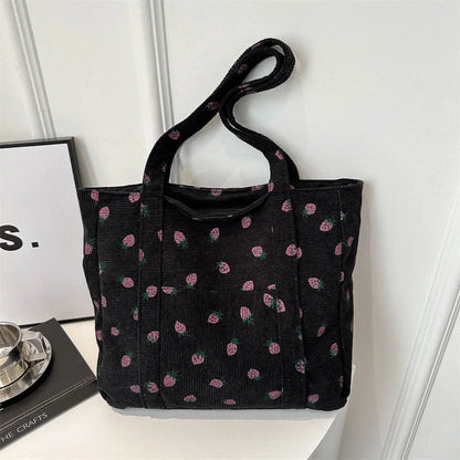 Breesh Corduroy Strawberry Beach Tote