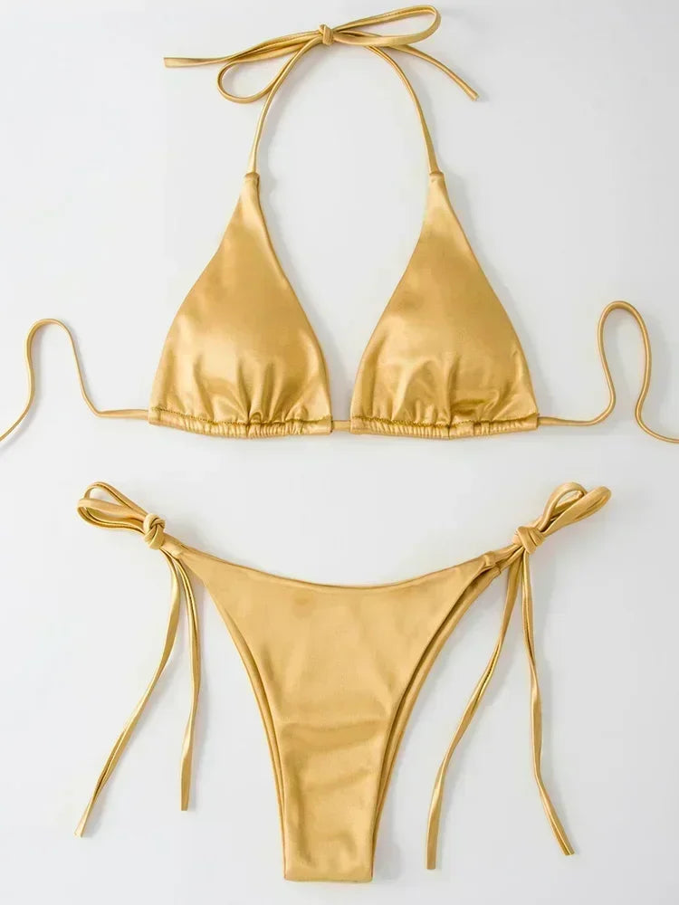 Breesh Metallic High-Cut Bikini