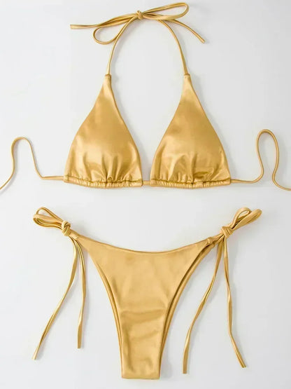 Breesh Metallic High-Cut Bikini
