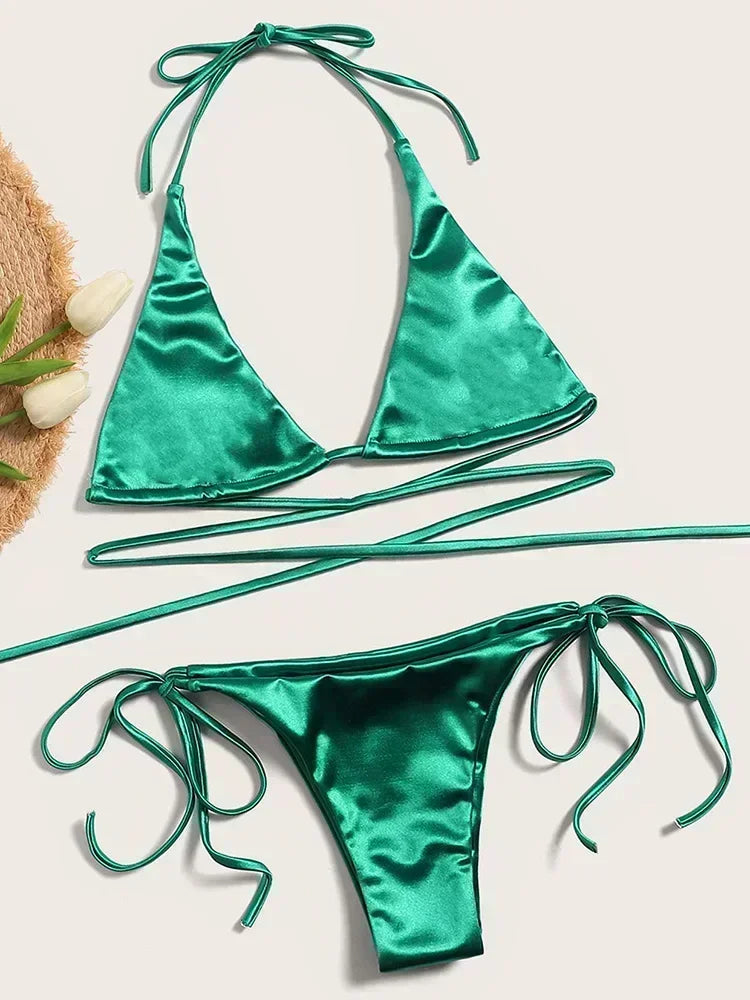 Breesh Metallic High-Cut Bikini