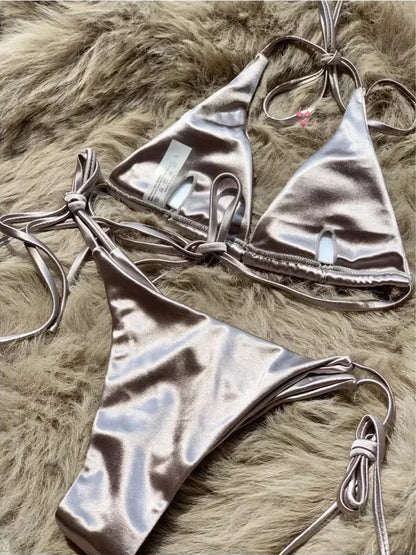Breesh Metallic High-Cut Bikini