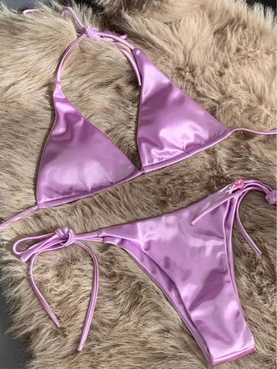 Breesh Metallic High-Cut Bikini