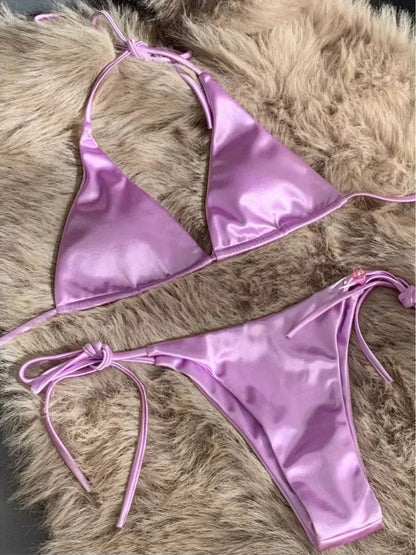 Breesh Metallic High-Cut Bikini