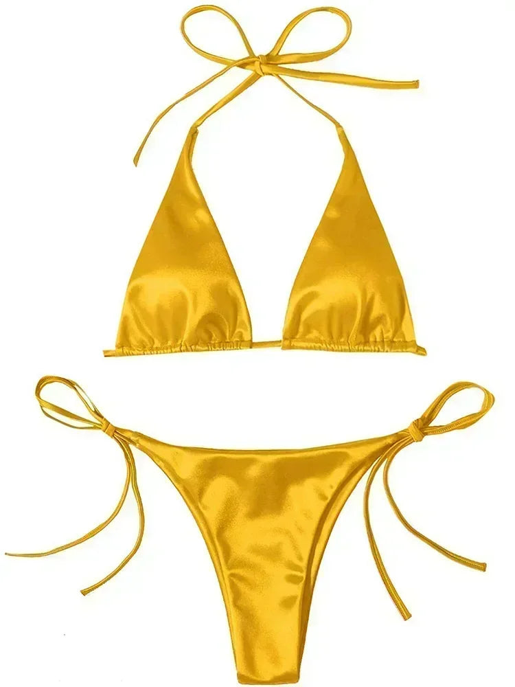 Breesh Metallic High-Cut Bikini