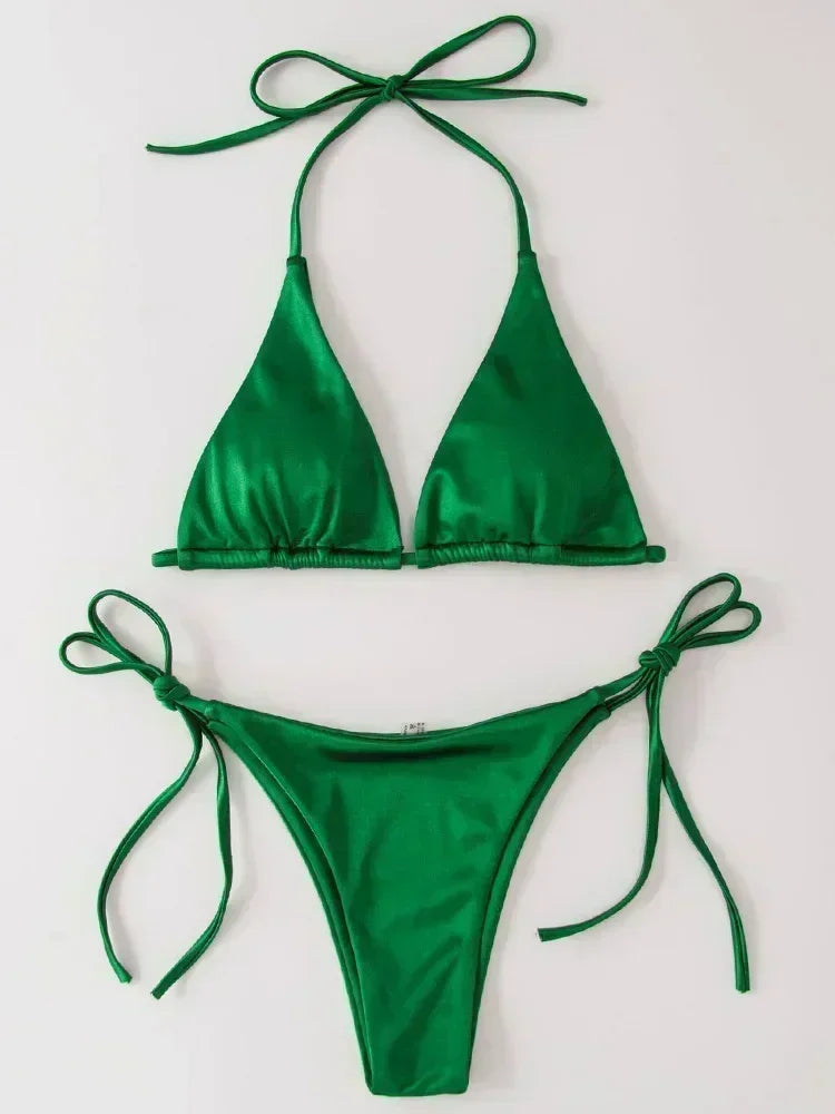Breesh Metallic High-Cut Bikini