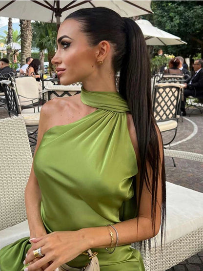 Breesh Backless Satin Maxi Dress
