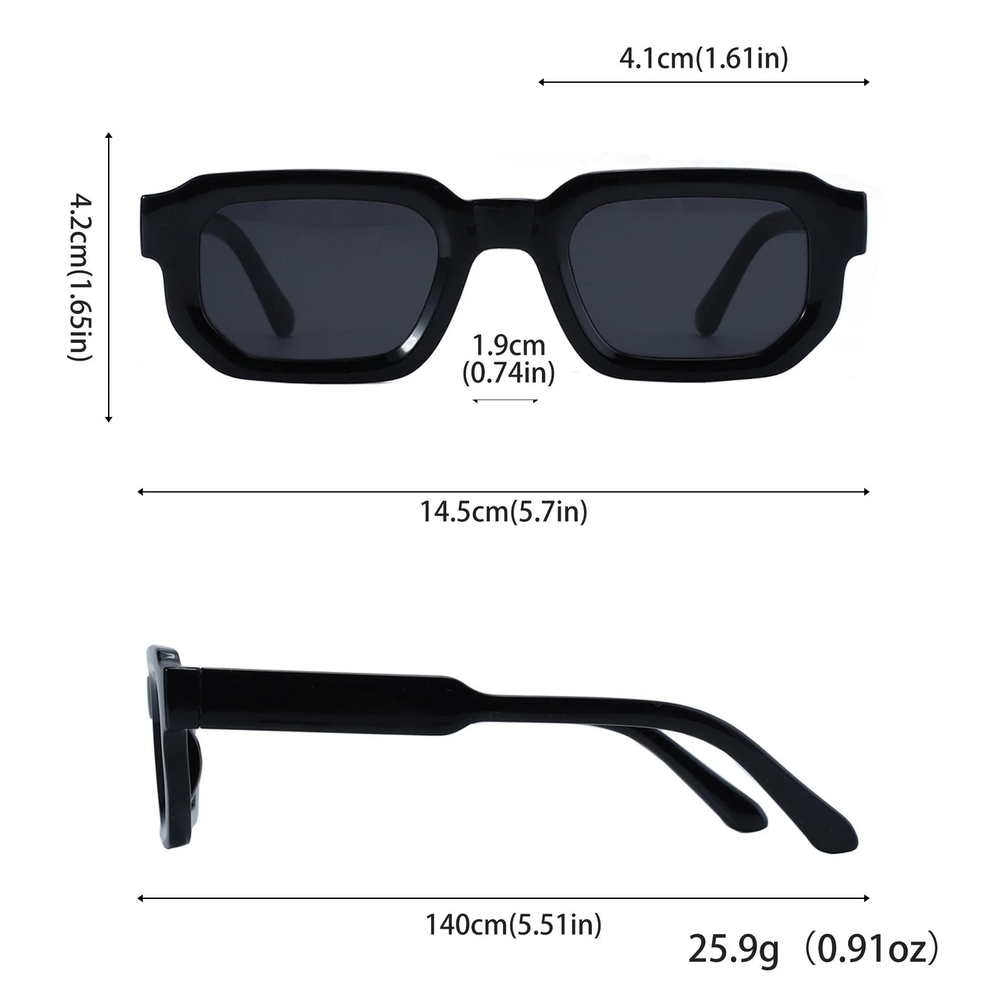 Breesh Rectangle Vintage Sunglasses Set