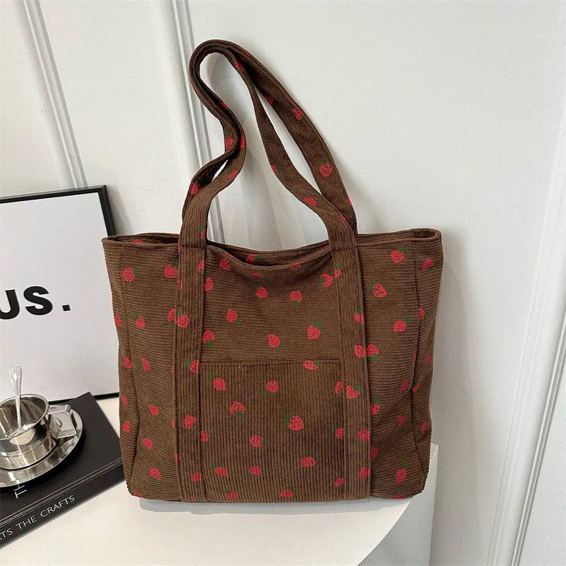 Breesh Corduroy Strawberry Beach Tote