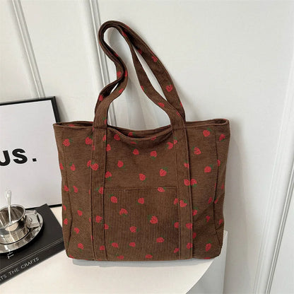 Breesh Corduroy Strawberry Beach Tote