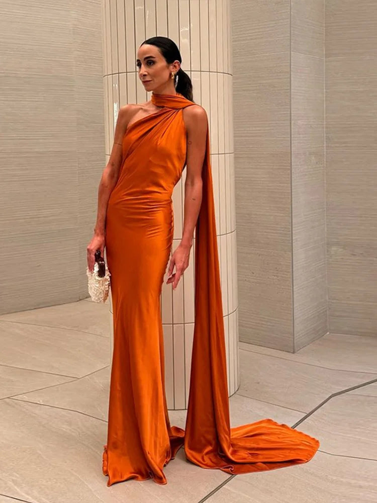 Breesh Backless Satin Maxi Dress