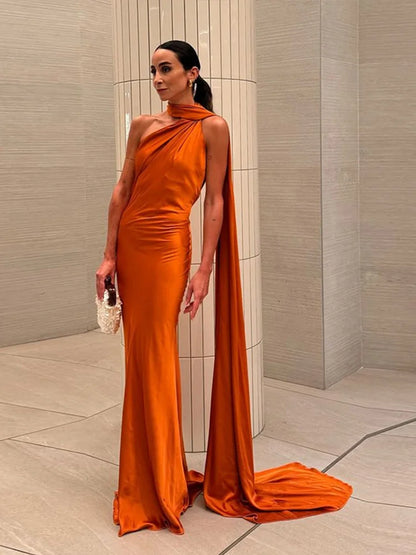 Breesh Backless Satin Maxi Dress