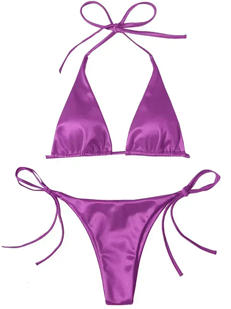 Breesh Metallic High-Cut Bikini