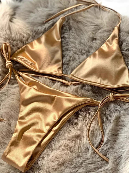Breesh Metallic High-Cut Bikini