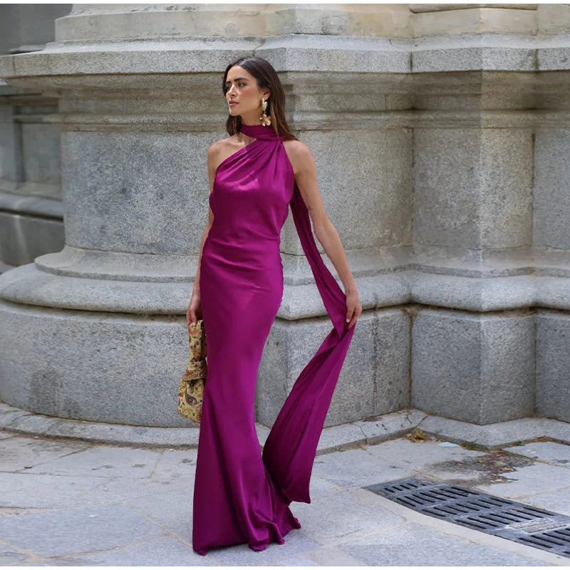 Breesh Backless Satin Maxi Dress