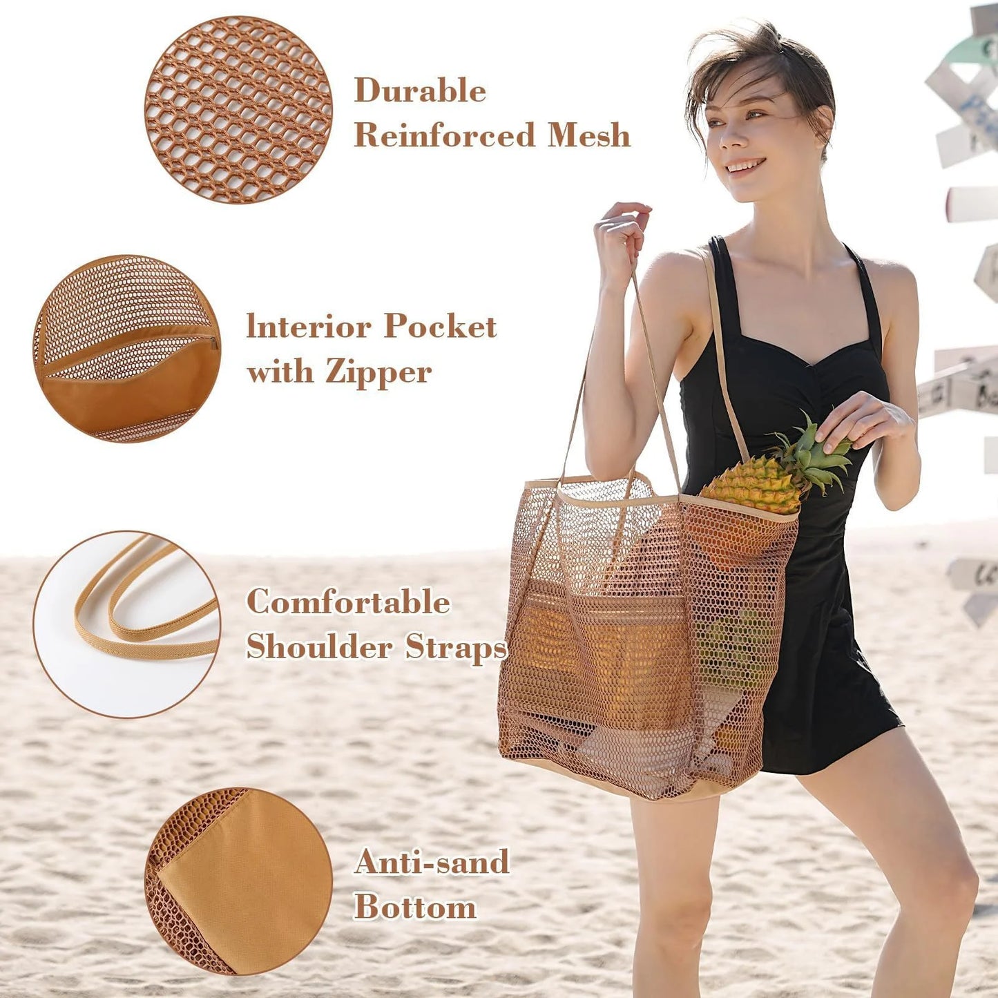 Breesh Large Canvas Beach Tote Bag