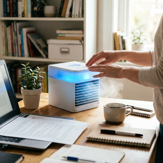 3-in-1 air cooler humidifier on desk