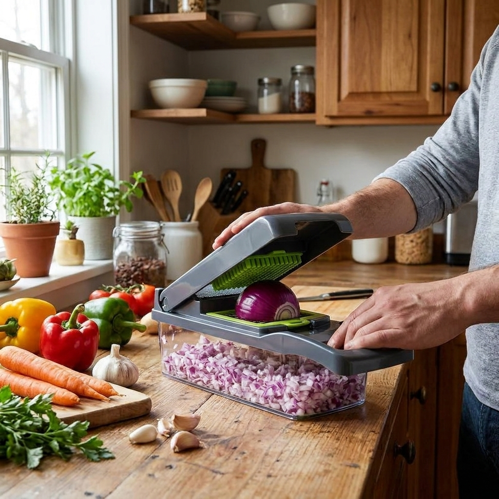 Vegetable chopper on kitchen counter