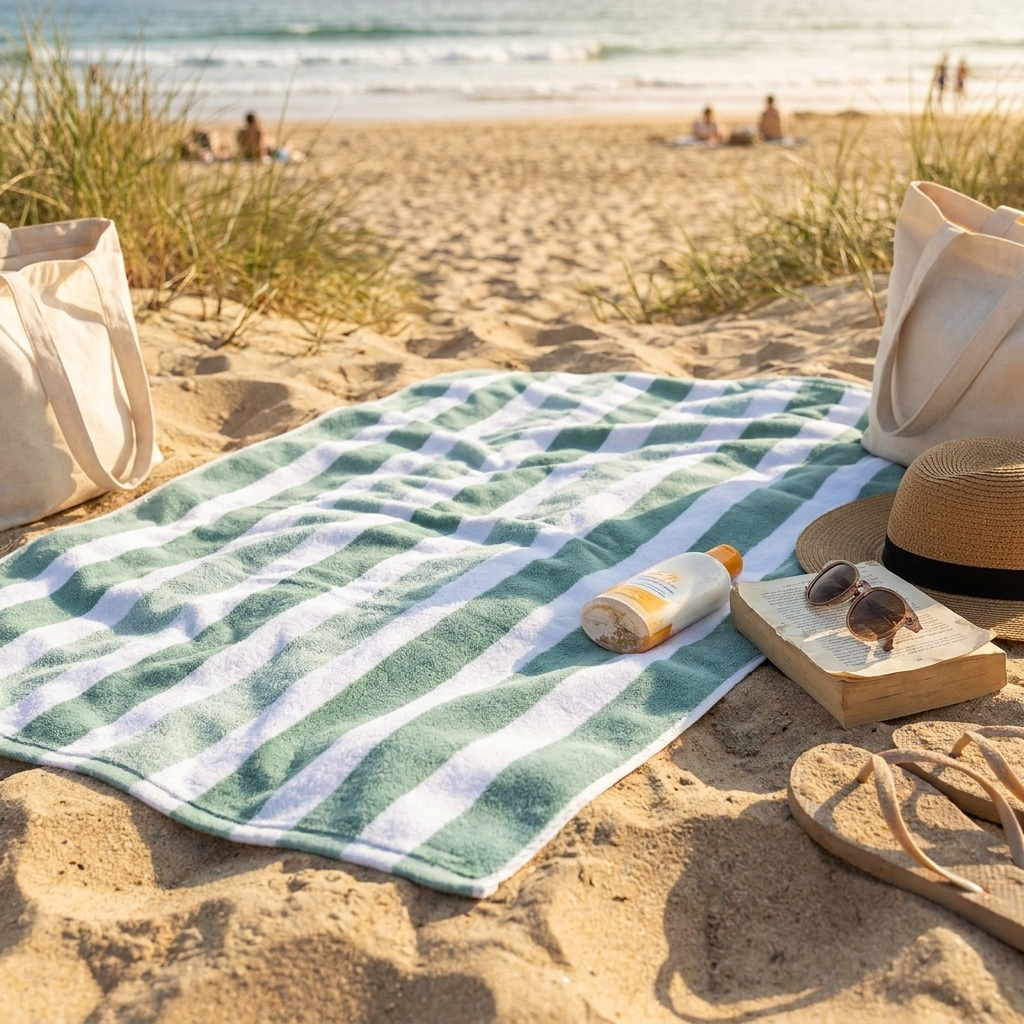 Beach towel on the sand