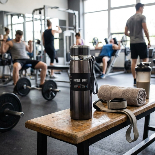 1L thermal water bottle with gym gear