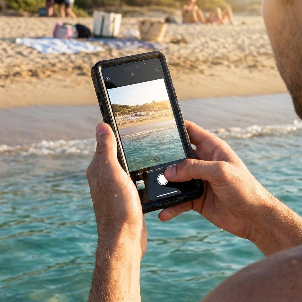 Shellbox waterproof phone case in use